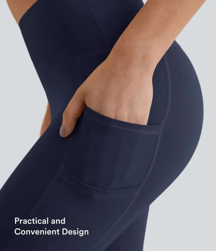 SoftlyZero med hög midja dubbla fickor enfärgad leggings