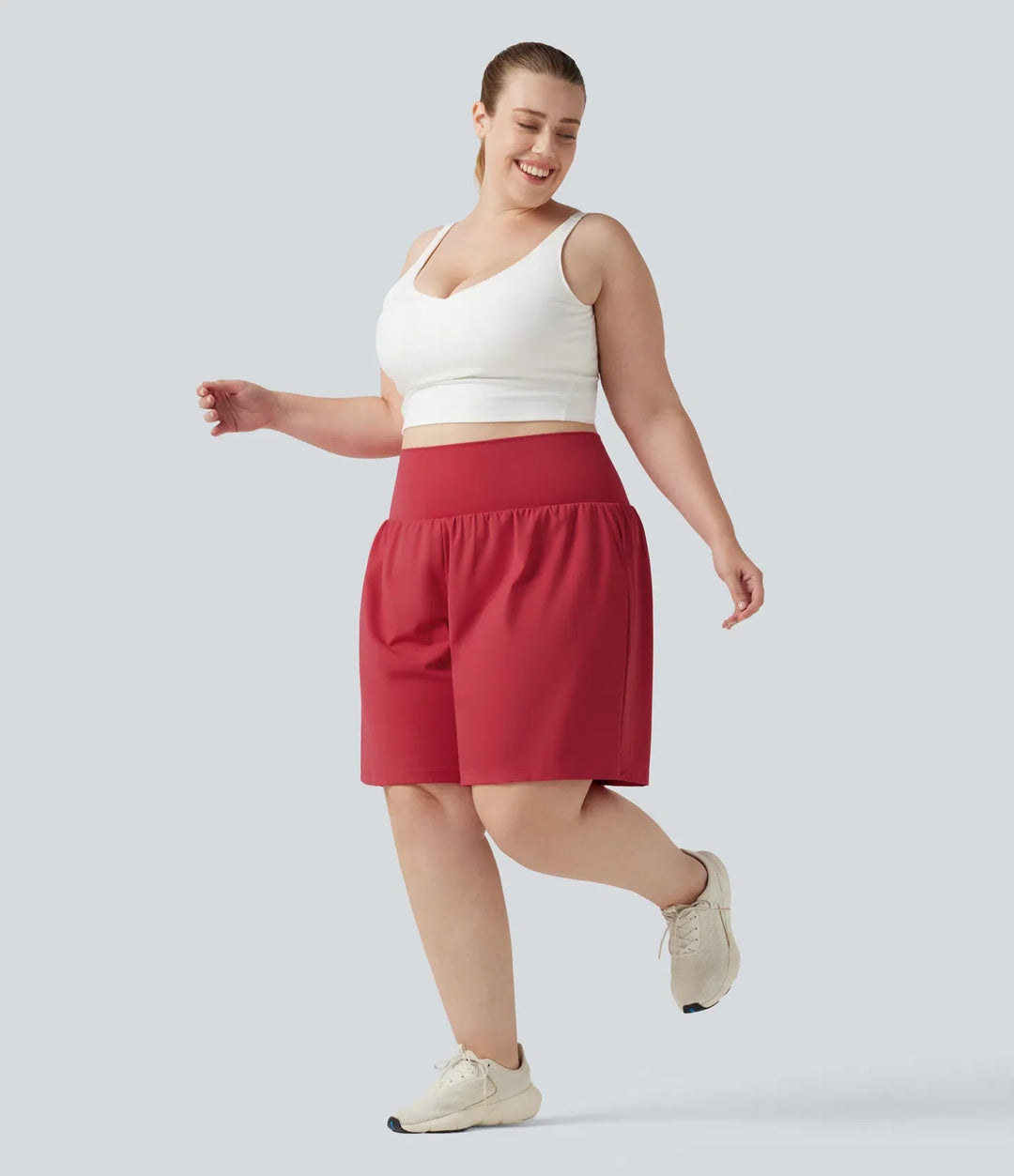 Plusstorlek SoftlyZero Airy med extra hög midja 2-i-1 InstantCool yogashorts 9&