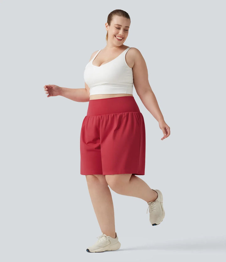 Plusstorlek SoftlyZero Airy med extra hög midja 2-i-1 InstantCool yogashorts 9&