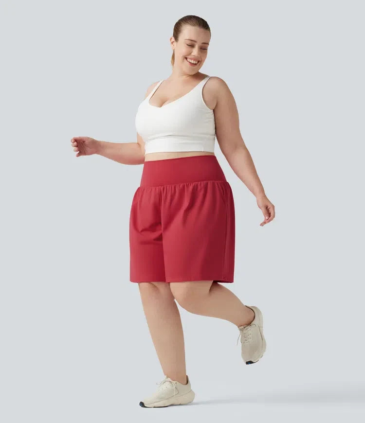 Plusstorlek SoftlyZero Airy med extra hög midja 2-i-1 InstantCool yogashorts 9&