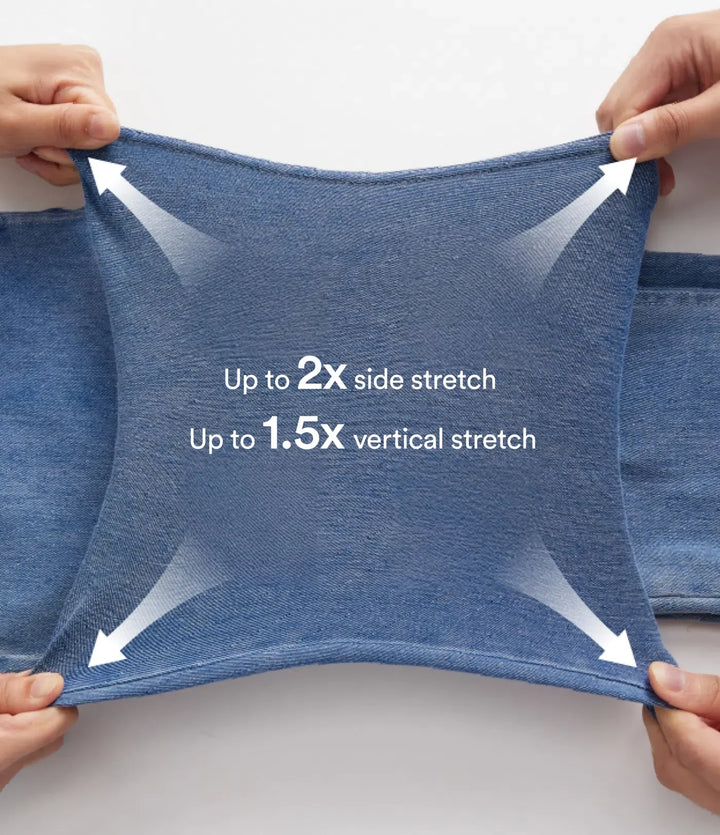 Lyckera Flex låg midja dragkedja fickor tvättad baggy vida ben vardagsjeans