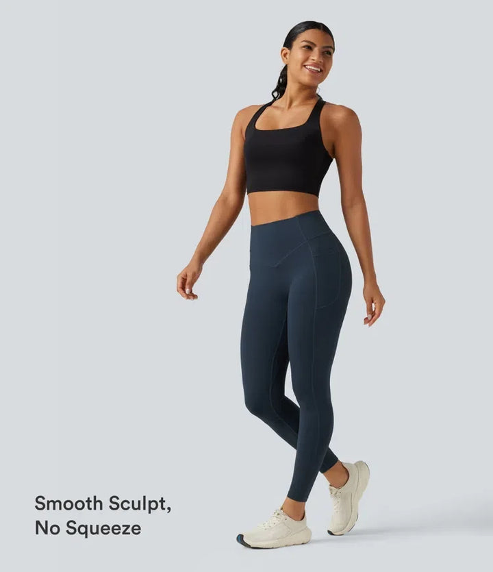 Lyckera UltraSculpt högmidjad scrunch med rumplyft magkontroll formande träningsleggings med fickor