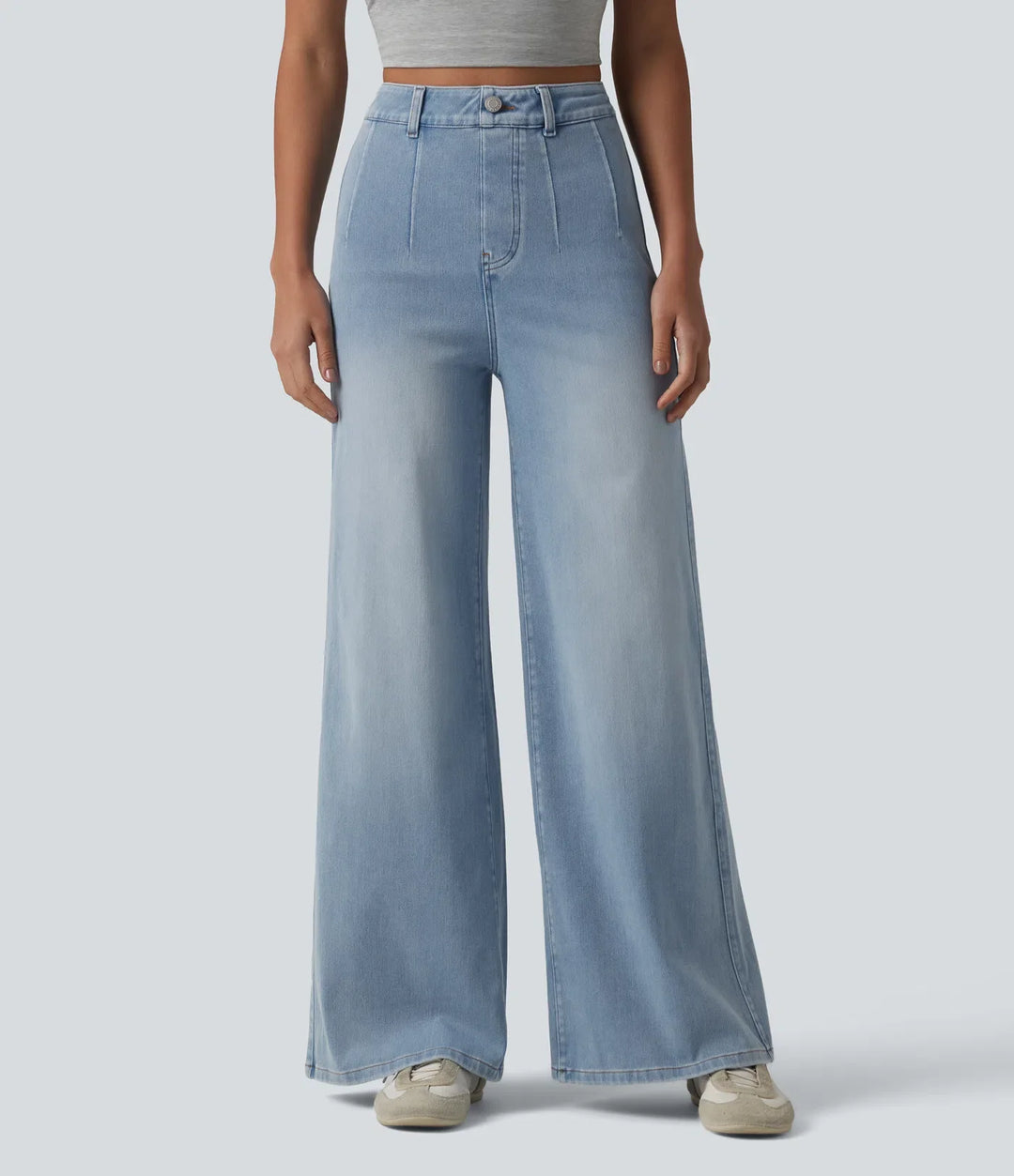 Halara Flex med hög midja och magkontroll vida ben vardagsjeans med fickor