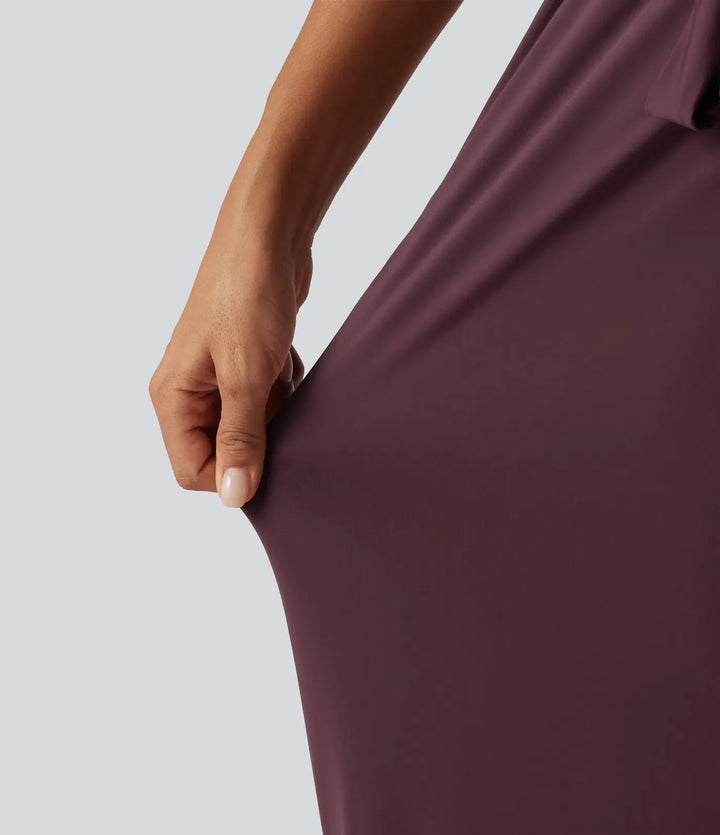 Rund hals ärmlös knytning fram InstantCool vardaglig jumpsuit med fickor-Easy Peezy Edition-UPF50+