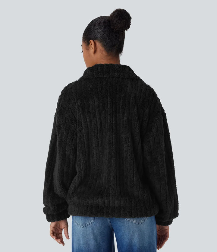 Långärmad vardaglig sherpajacka