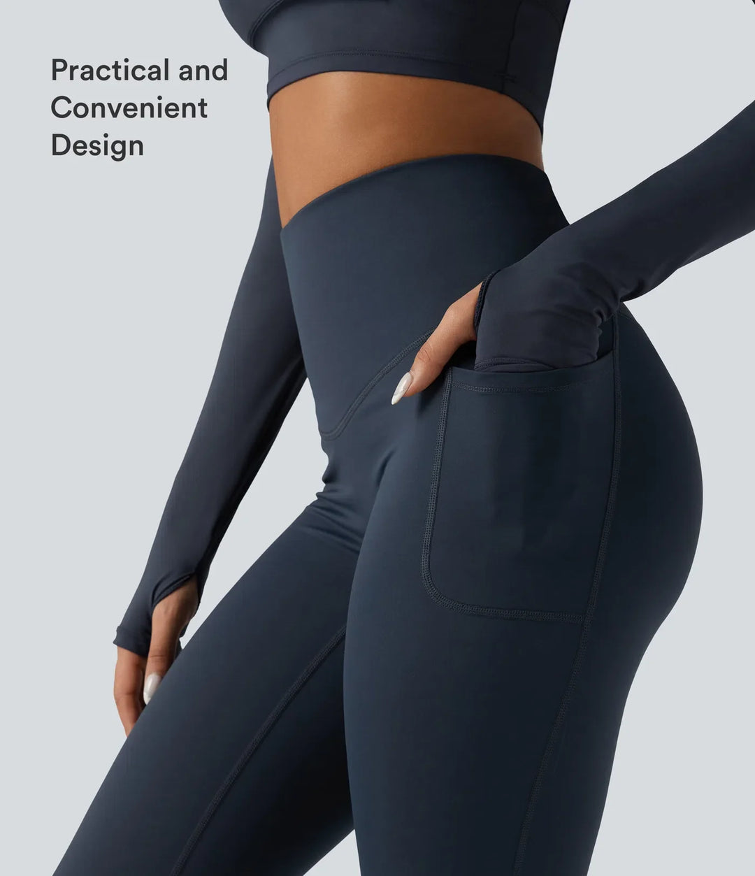 Lyckera UltraSculpt Heat högmidjad magkontroll crossover rygg fleece löpning leggings med fickor