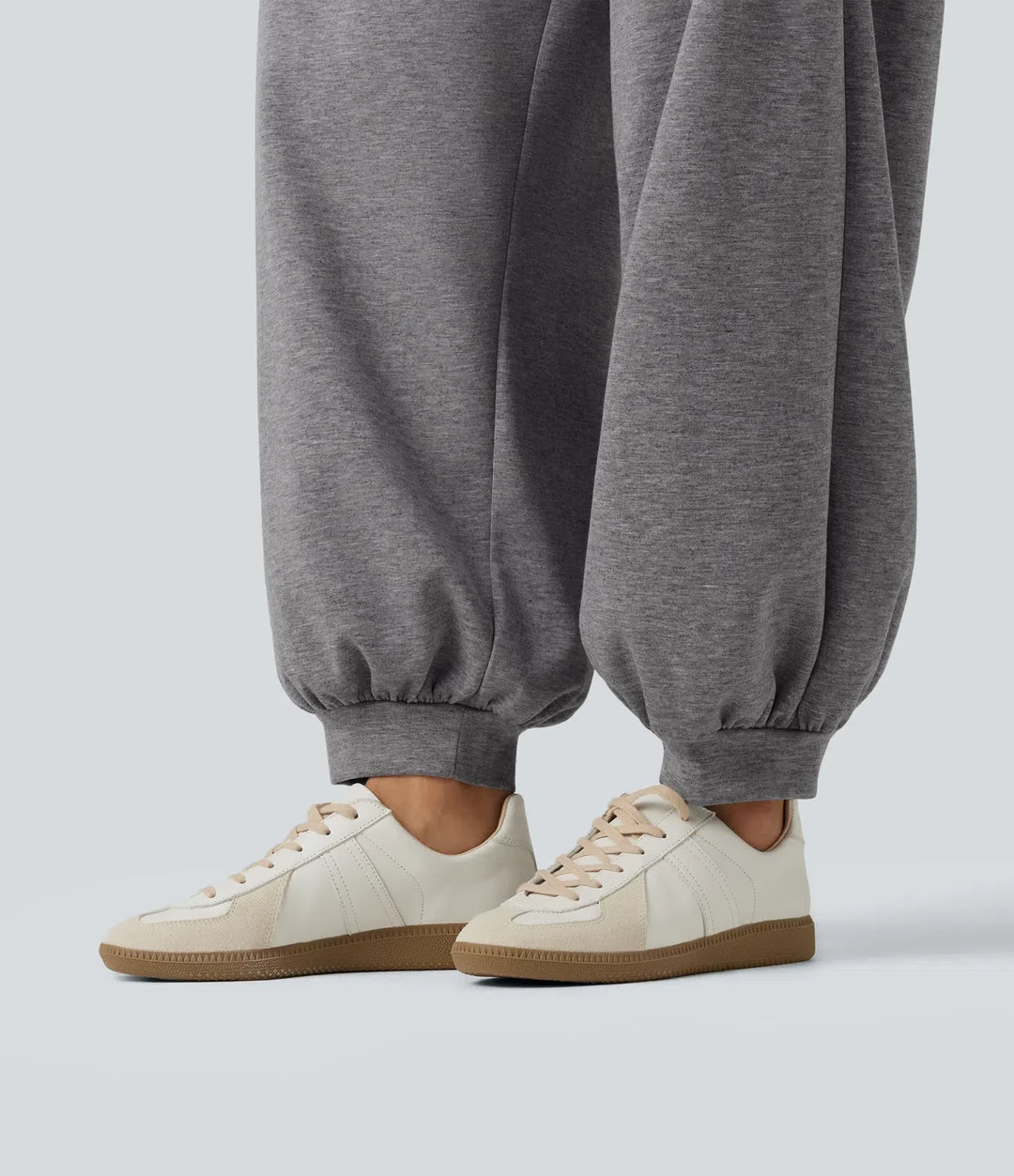 Med hög midja rynklad ballongmodell för vardag joggingbyxor med fickor
