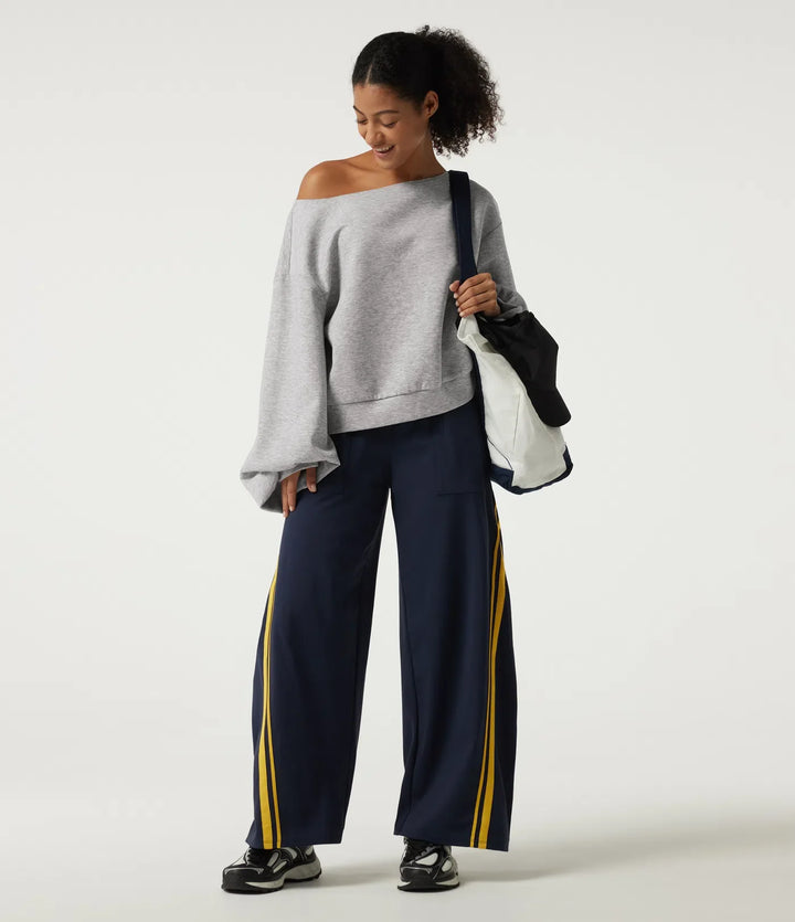 Båtringad långärmad pullover vardaglig sweatshirt