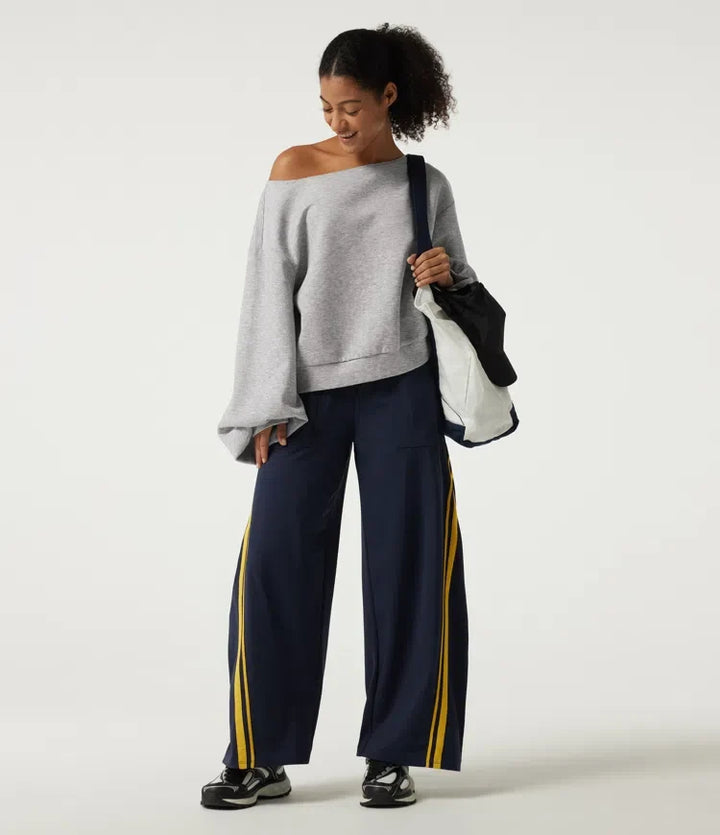 Båtringad långärmad pullover vardaglig sweatshirt
