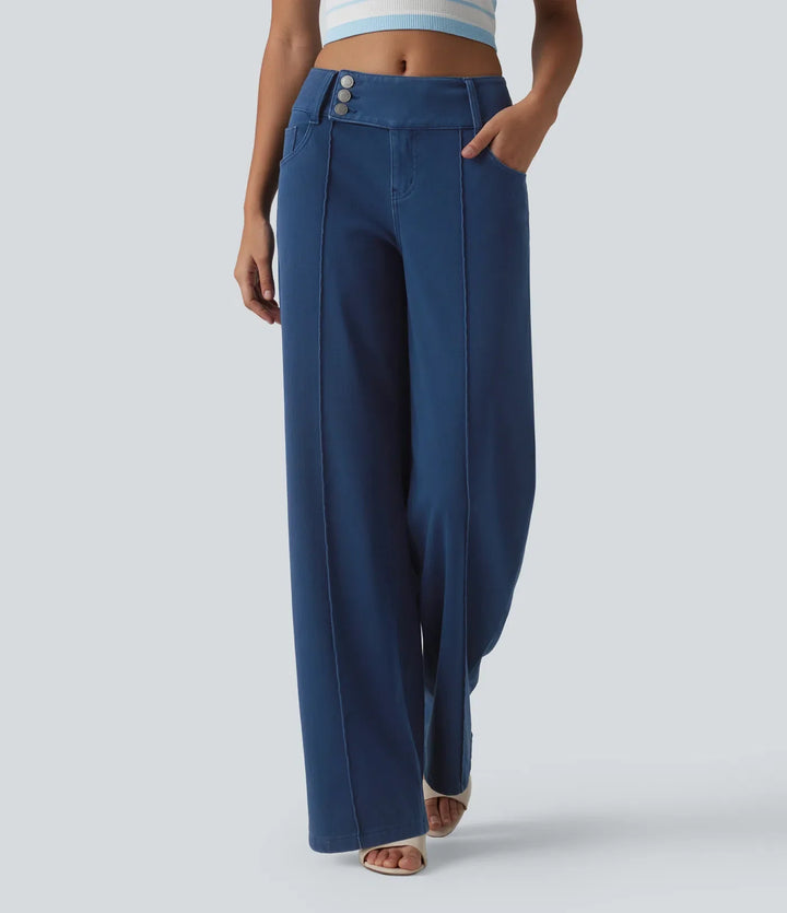 Halara Flex med låg midja raka ben färgglad jeans för arbete med fickor