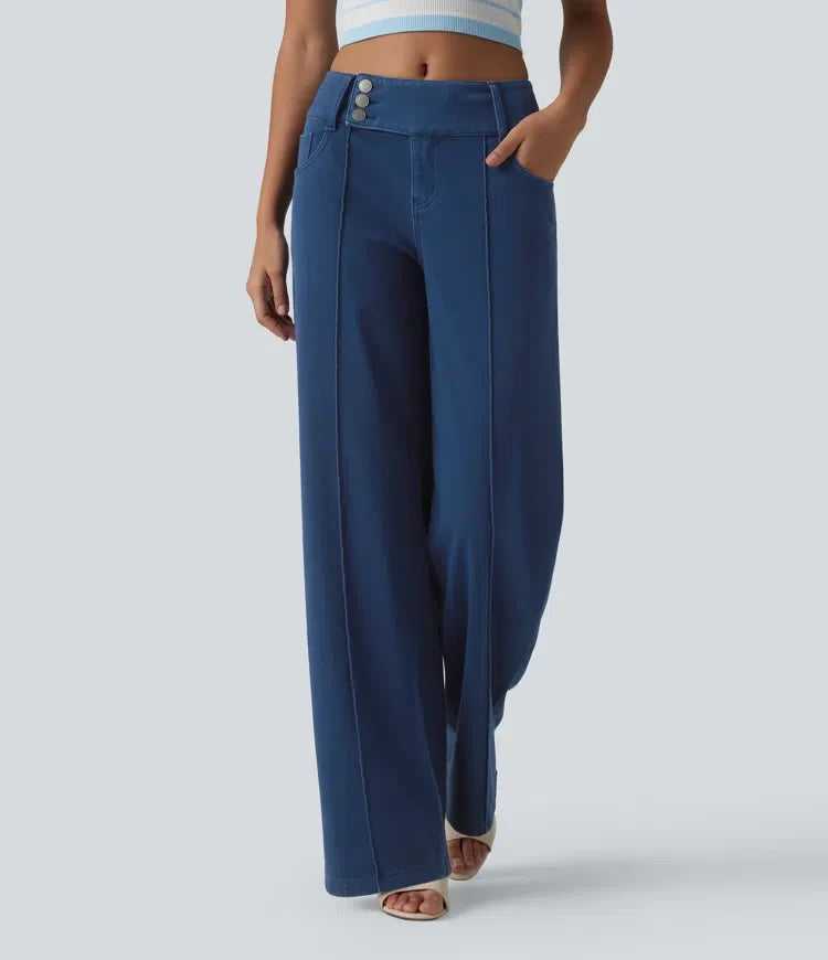Halara Flex med låg midja raka ben färgglad jeans för arbete med fickor