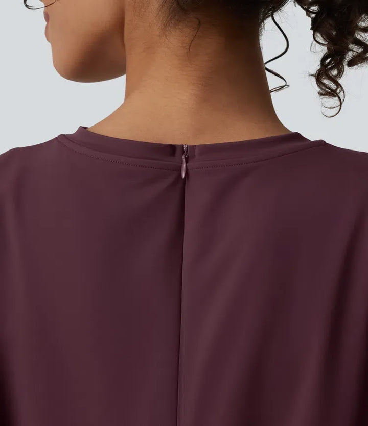 Rund halsringning ärmlös knytning framtill sval känsla playsuit för vardag med fickor – Easy Peezy – UPF50+