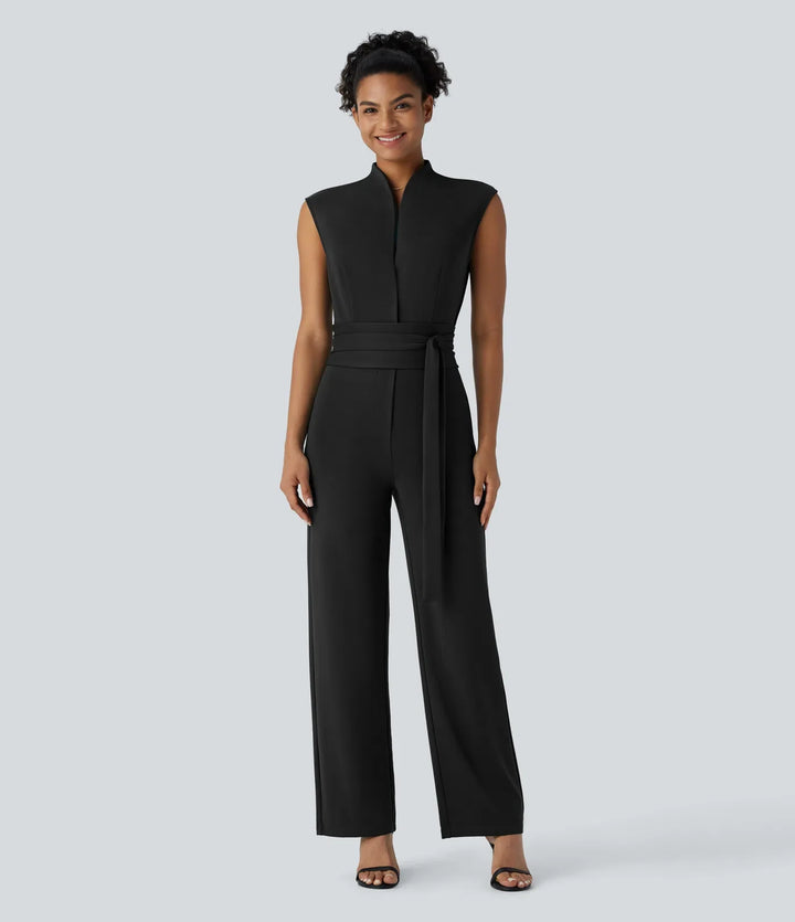 Ärmlös bältad ficka arbetsjumpsuit-Easy Peezy Edition