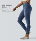 Lyckera Flex högmidjad magkontroll denim vardagsleggings med fickor