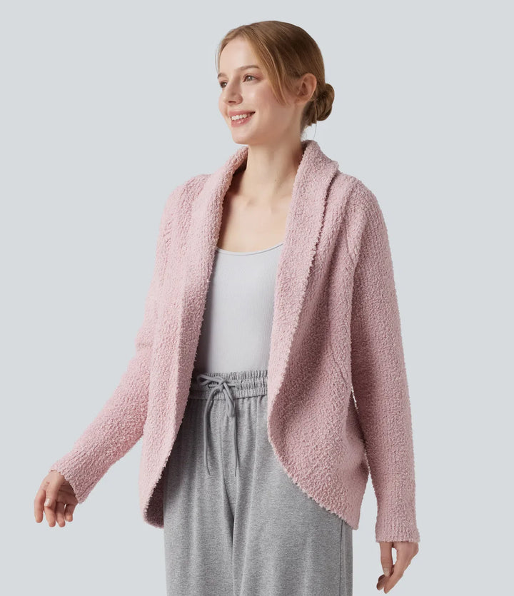 Sjalkrage lång raglanärm vardaglig cardigan