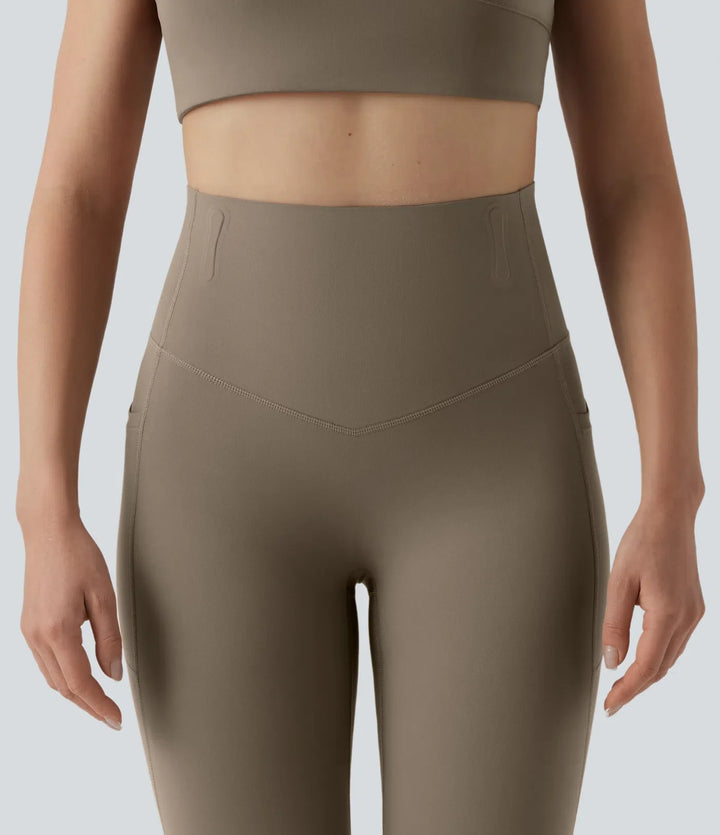 Halara UltraSculpt med hög midja anti-roll magkontroll formande träningsleggings med fickor