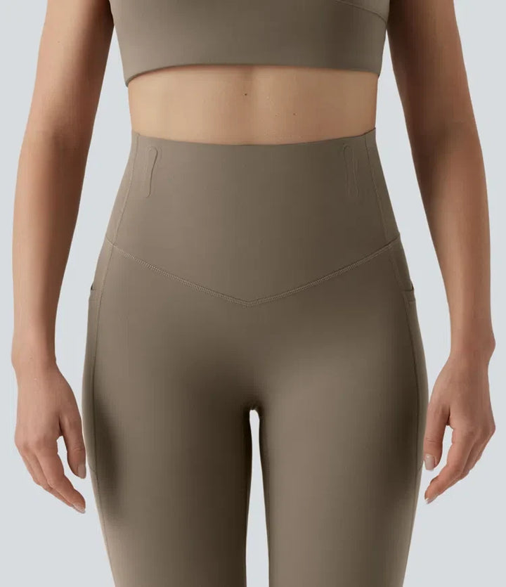 Halara UltraSculpt med hög midja anti-roll magkontroll formande träningsleggings med fickor