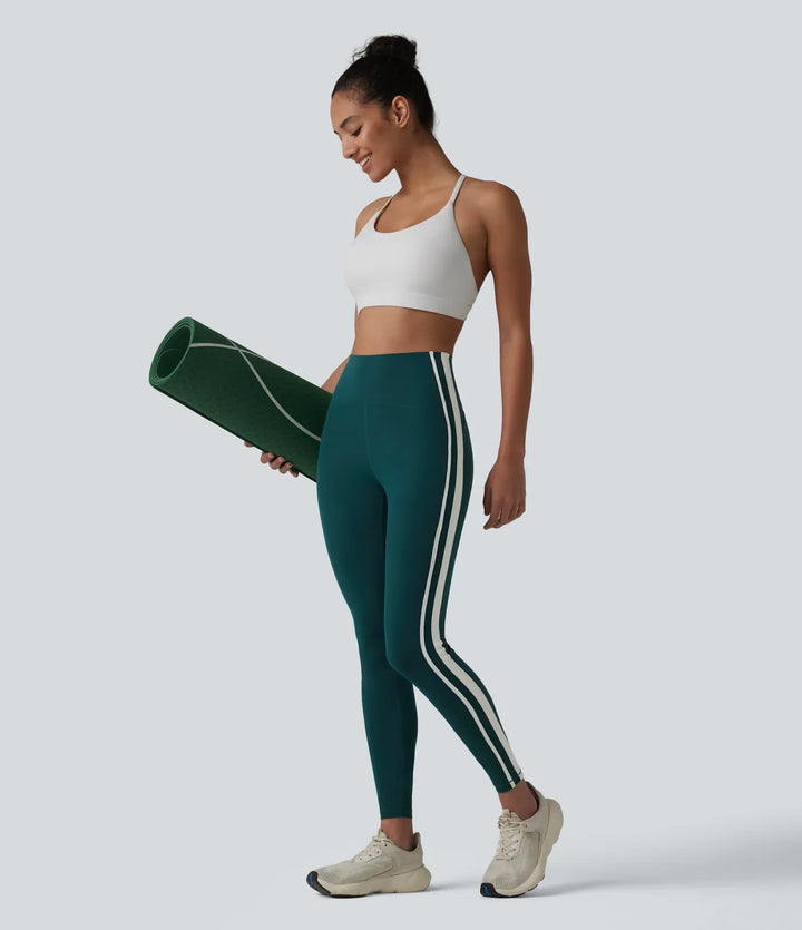 Lyckera UltraSculpt högmidjad magkontroll sida randig yoga 7/8 leggings