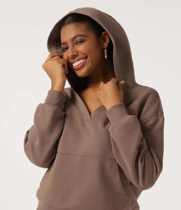 Med huva långärmad fleece vardaglig sweatshirt med ficka