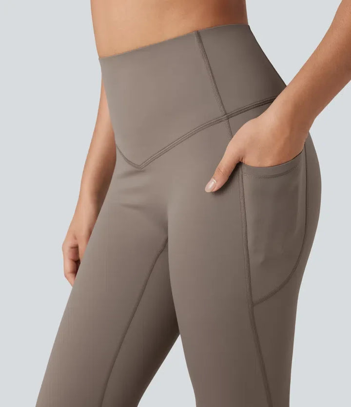 Halara Ultrasculpt Heat med hög midja och magkontroll fleece yogaleggings med fickor