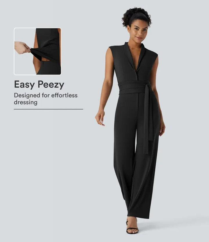 Ärmlös bältad ficka arbetsjumpsuit-Easy Peezy Edition