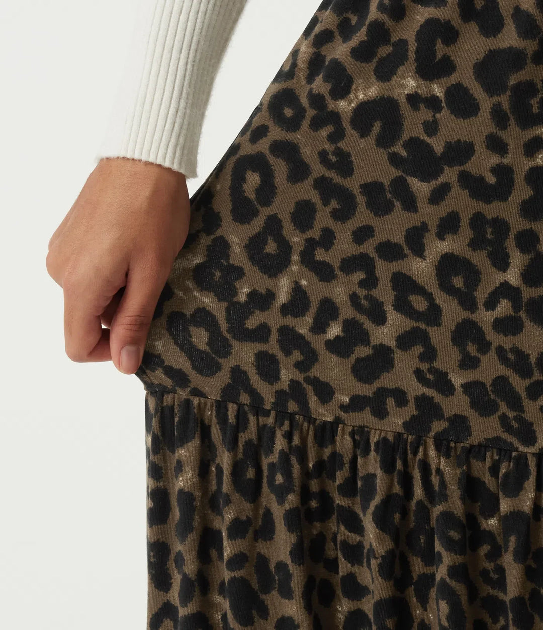 Högmidjad leopardmönster baggy vardagsbyxor med fickor