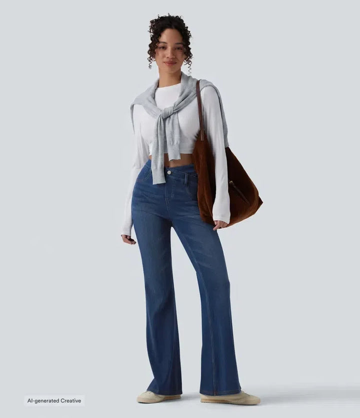 Lyckera Flex högmidjad crossover magkontroll bootcut vardagsjeans med fickor