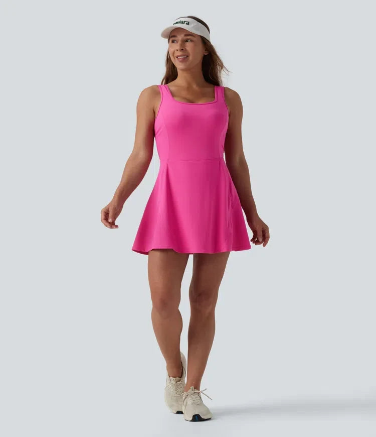SoftlyZero Airy U-ringning 2-i-1 ficka mini sval känsla dans träningsklänning DD-F kupor – Easy Peezy