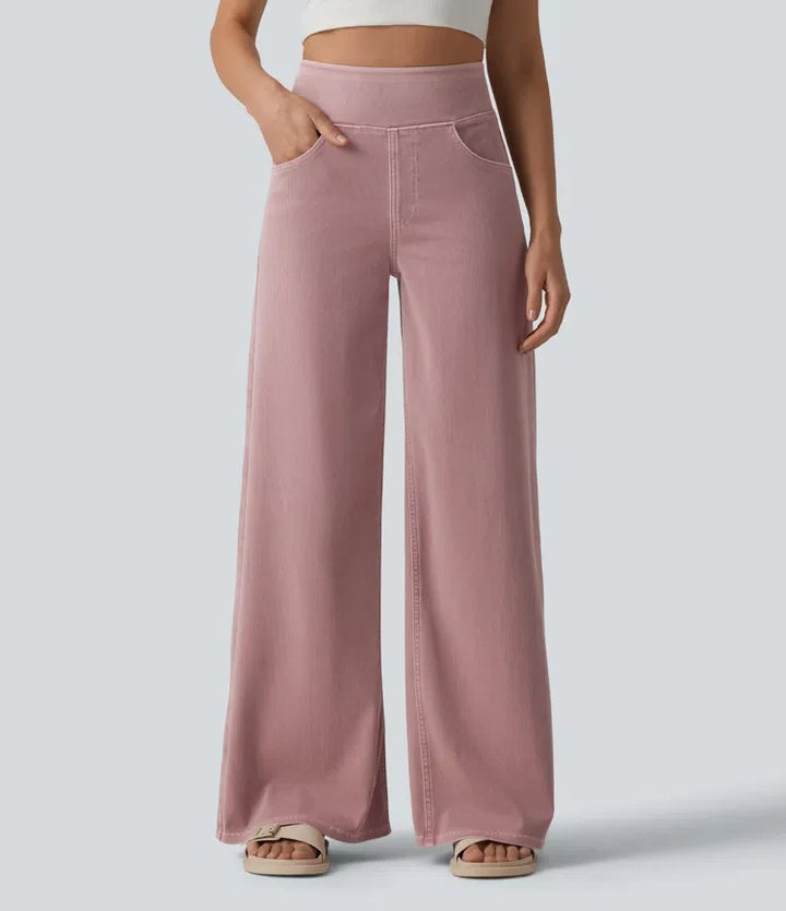 Lyckera Flex högmidjad vida ben färgstark vardagsjeans med fickor