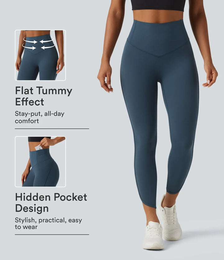 Lyckera UltraSculpt högmidjad magkontroll träningsleggings med fickor