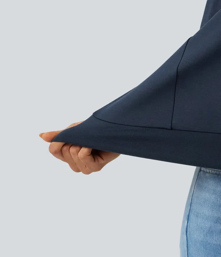 Rund hals puff 3/4 ärm vardaglig sweatshirt