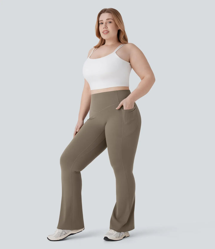 Lyckera UltraSculpt högmidjad scrunch med rumplyft magkontroll ficka formande yoga bootcut plusstorlek leggings