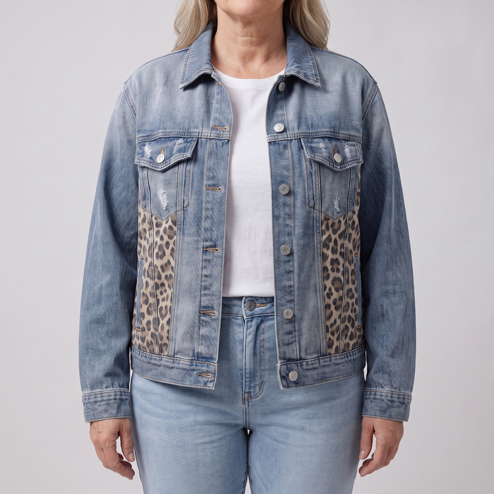 LEOPARDPANELJEANSJACKA