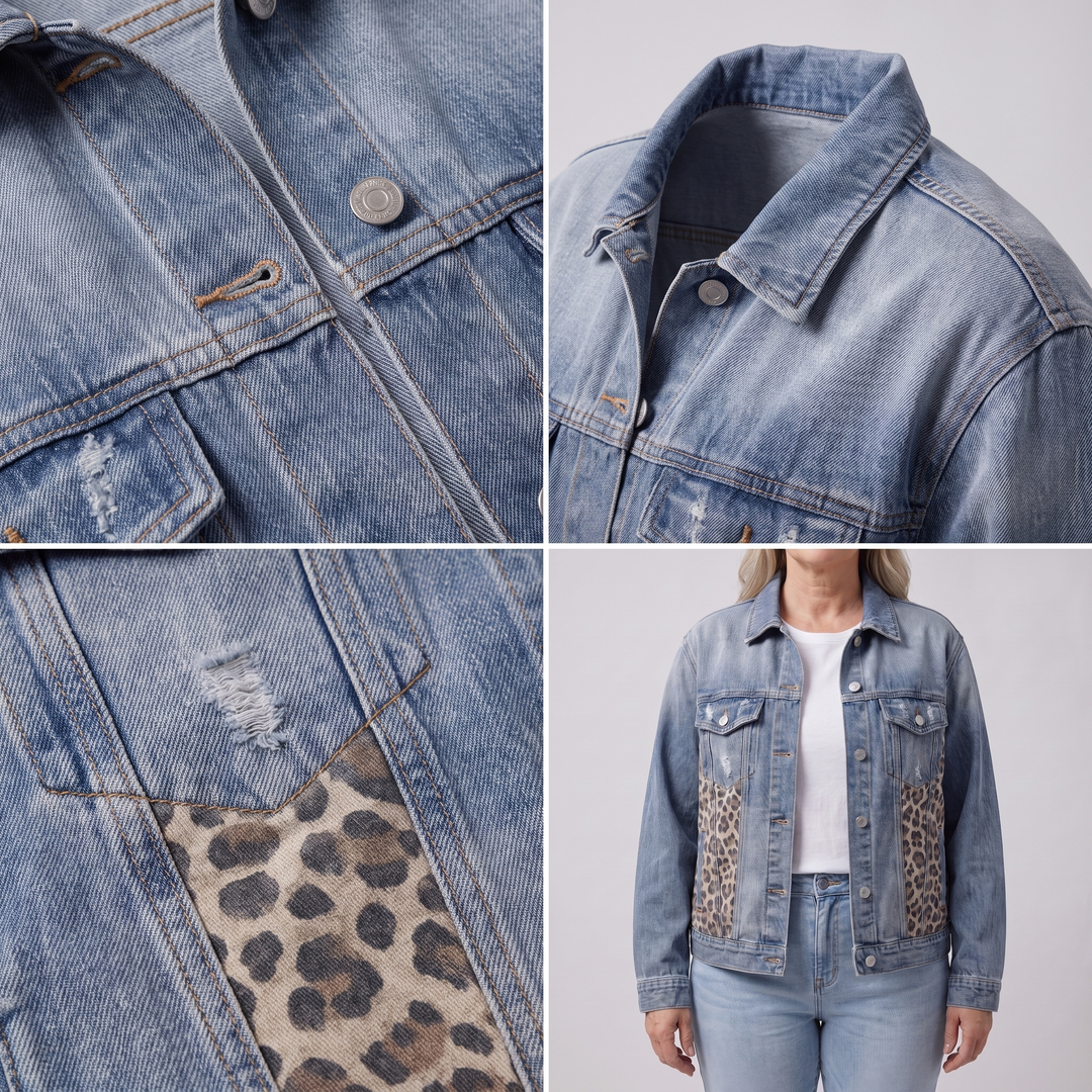 LEOPARDPANELJEANSJACKA