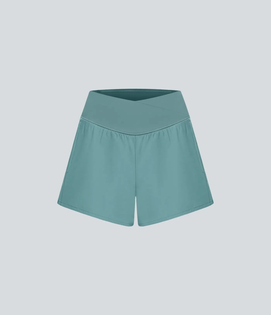 Breezeful med hög midja, omlottmidja och ficka 2-i-1 snabbtorkande yogashorts 4"