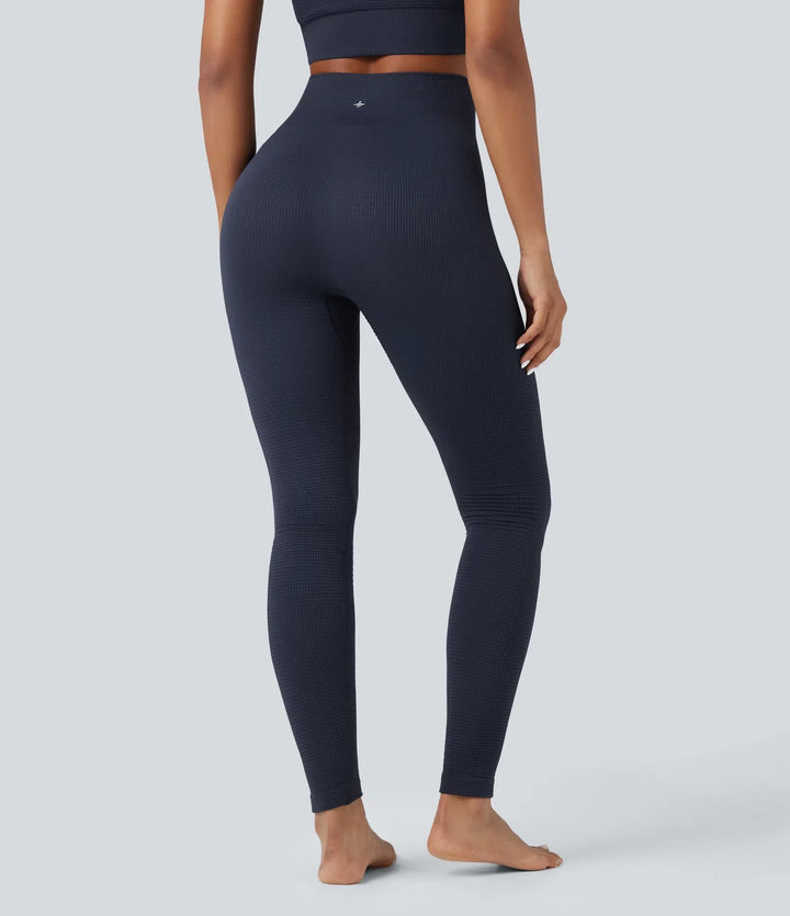 OneForm sömlös följsam våffelstruktur med hög midja 7/8 yogaleggings