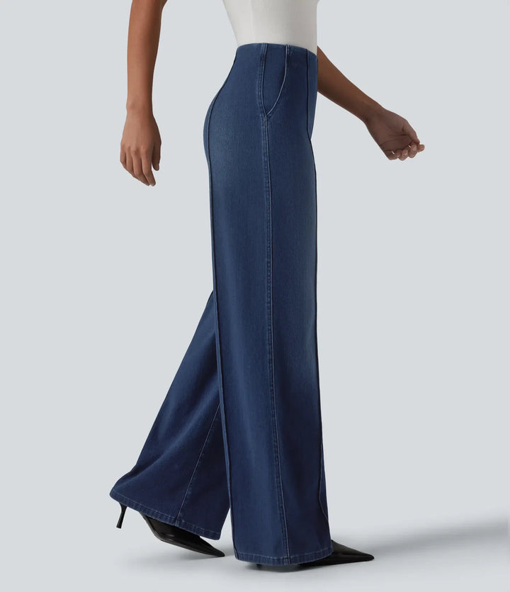 Halara Flex med hög midja vida ben jeans för arbete med fickor