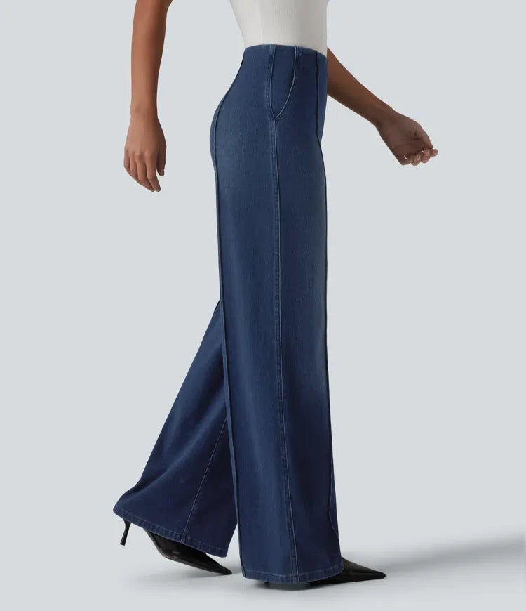 Halara Flex med hög midja vida ben jeans för arbete med fickor