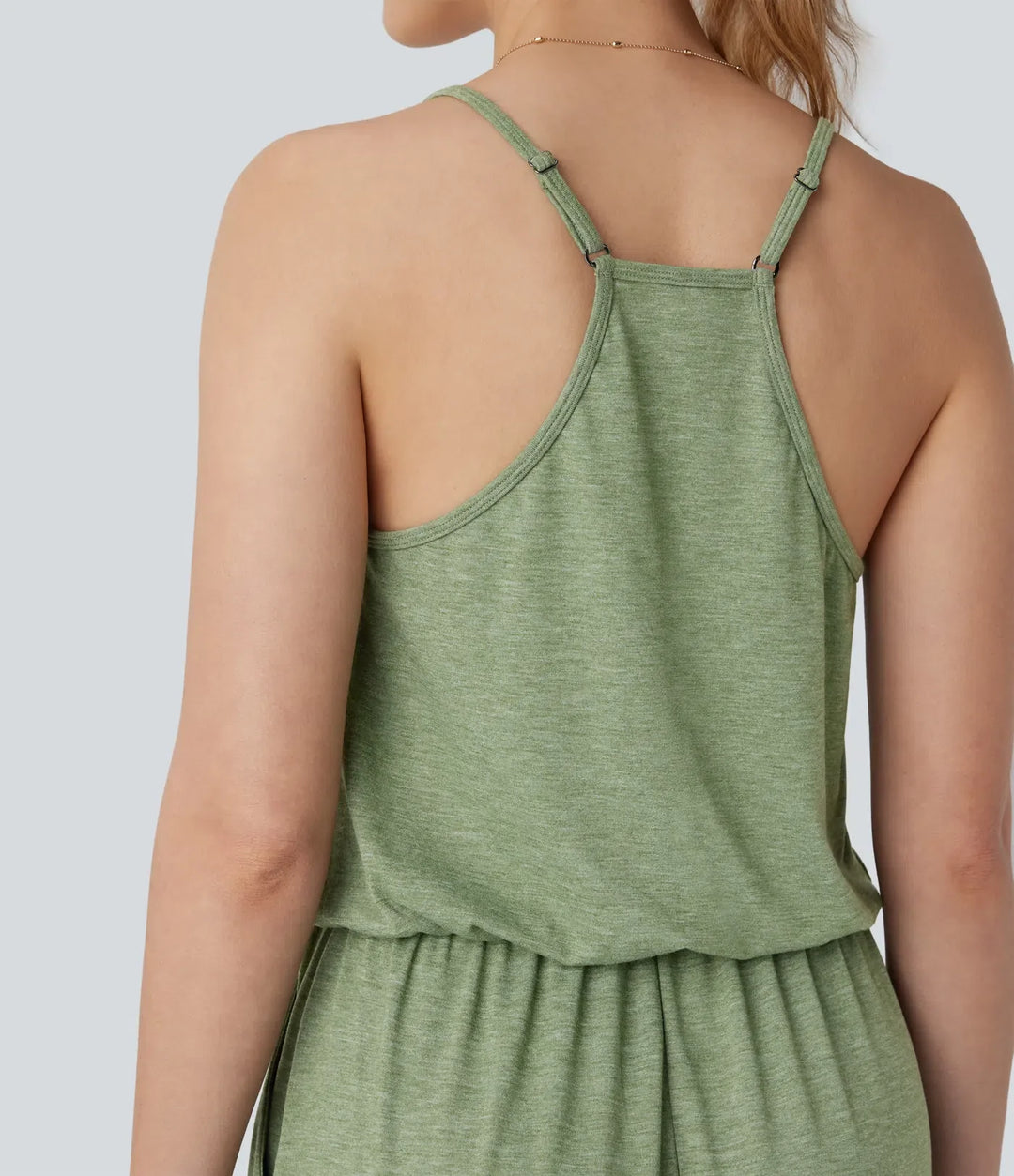 Justerbar och avtagbar rem ficka vida ben jumpsuit