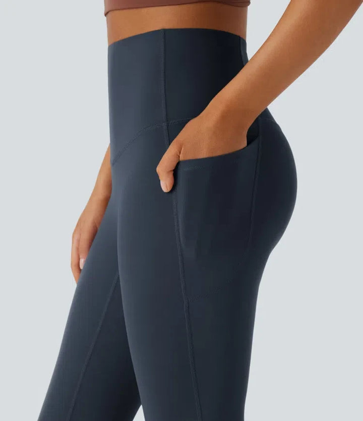 Halara UltraSculpt med hög midja, magkontroll och ficka formande yoga bootcut leggings