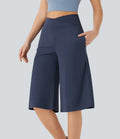 SoftlyZero Airy omlott med hög midja vida ben InstantCool yoga piratbyxor byxor med fickor