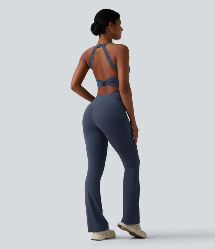 Lyckera UltraSculpt magkontroll bootcut träning jumpsuit med fickor-Easy Peezy Edition