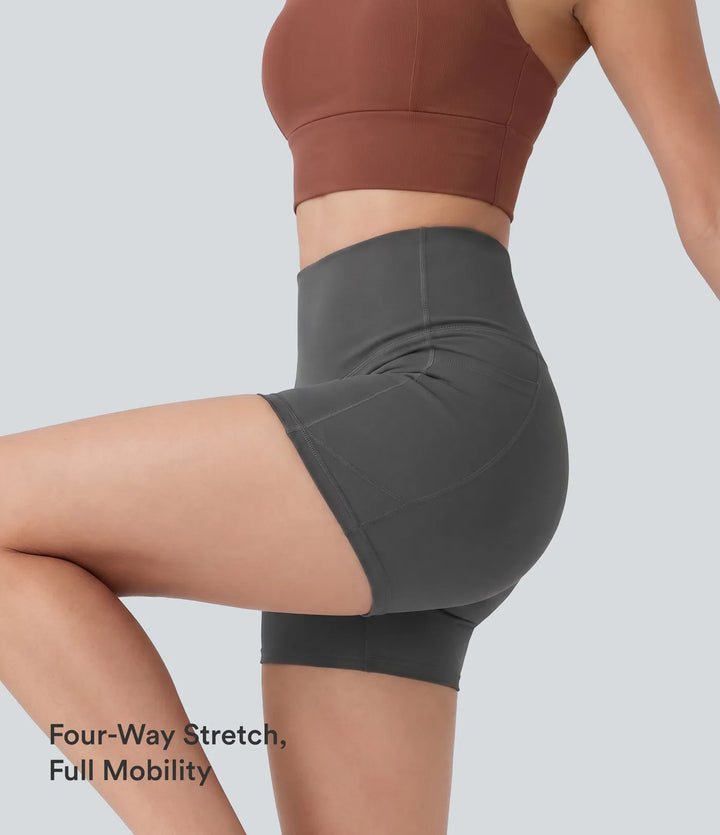 Halara UltraSculpt med hög midja, magkontroll och ficka formande träning cykelshorts 3&