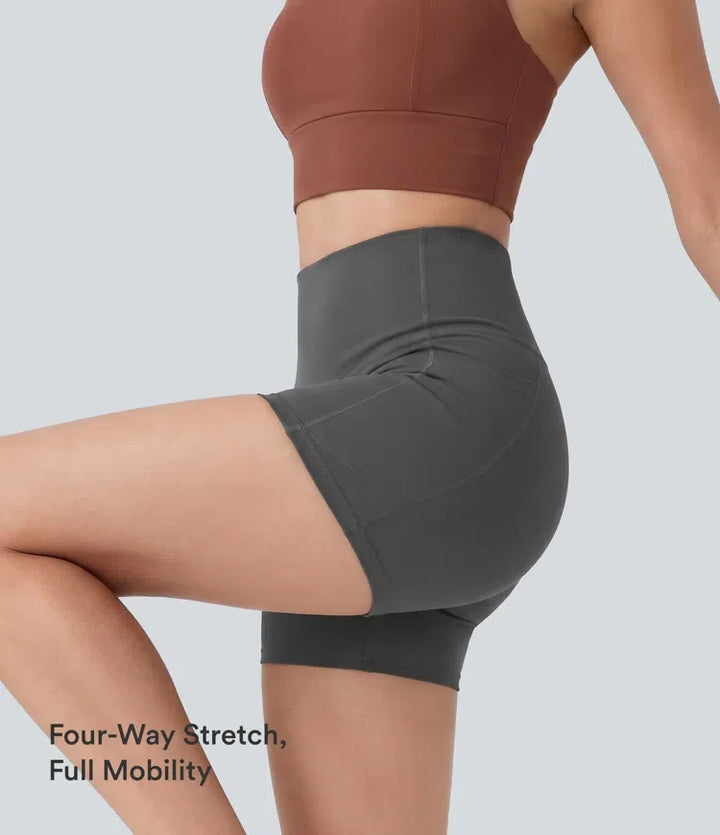 Halara UltraSculpt med hög midja, magkontroll och ficka formande träning cykelshorts 3&