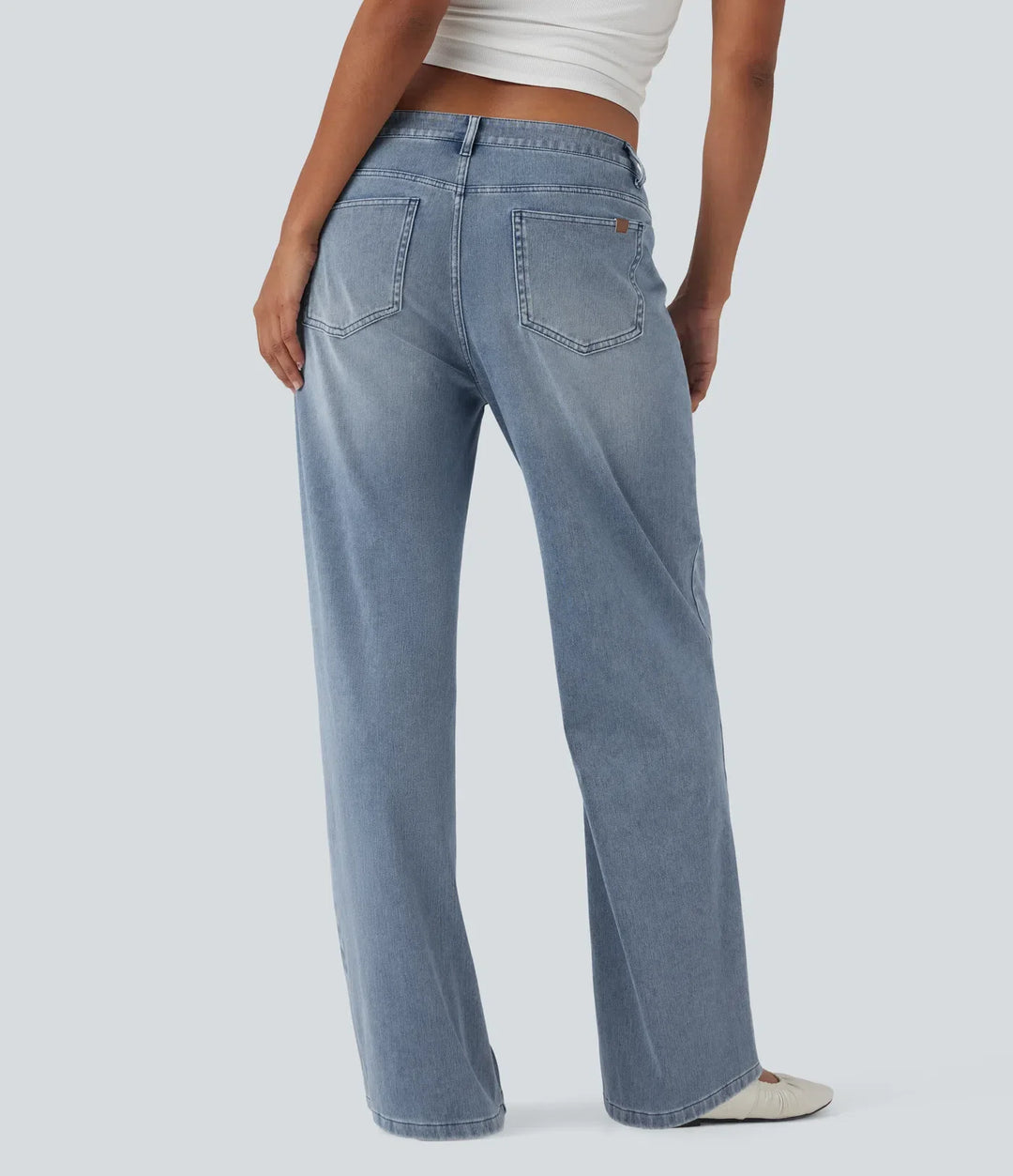 Lyckera Flex medelhög midja raka ben vardagsjeans med fickor