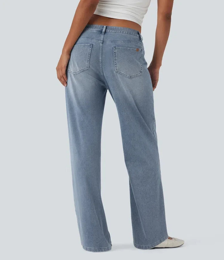 Halara Flex med medelhög midja raka ben vardagsjeans med fickor