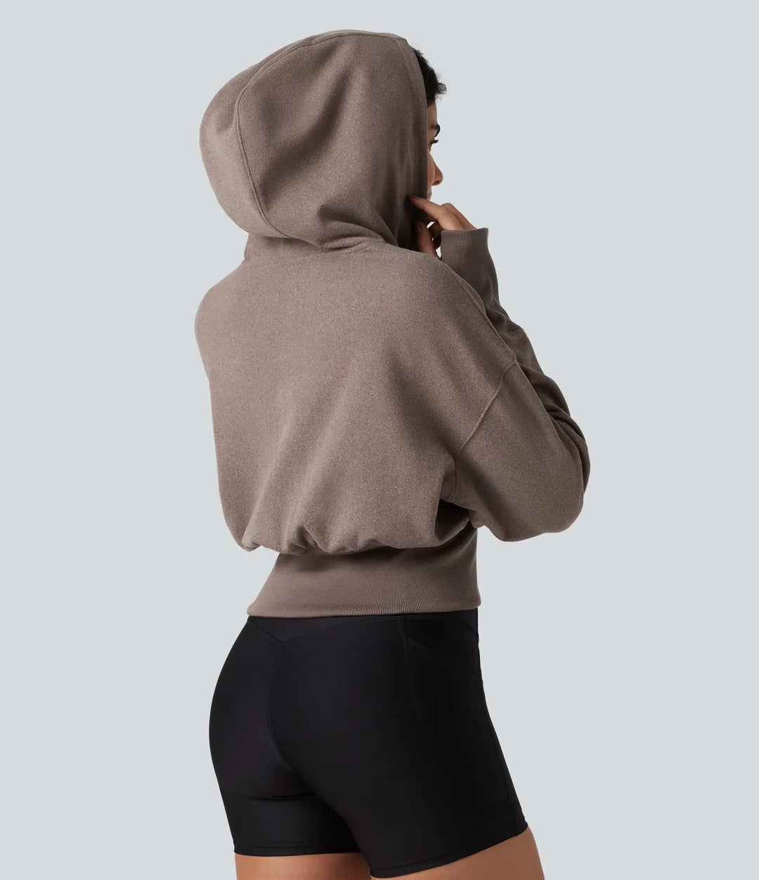 Med huva lång raglanärm tumhål vardaglig sweatshirt