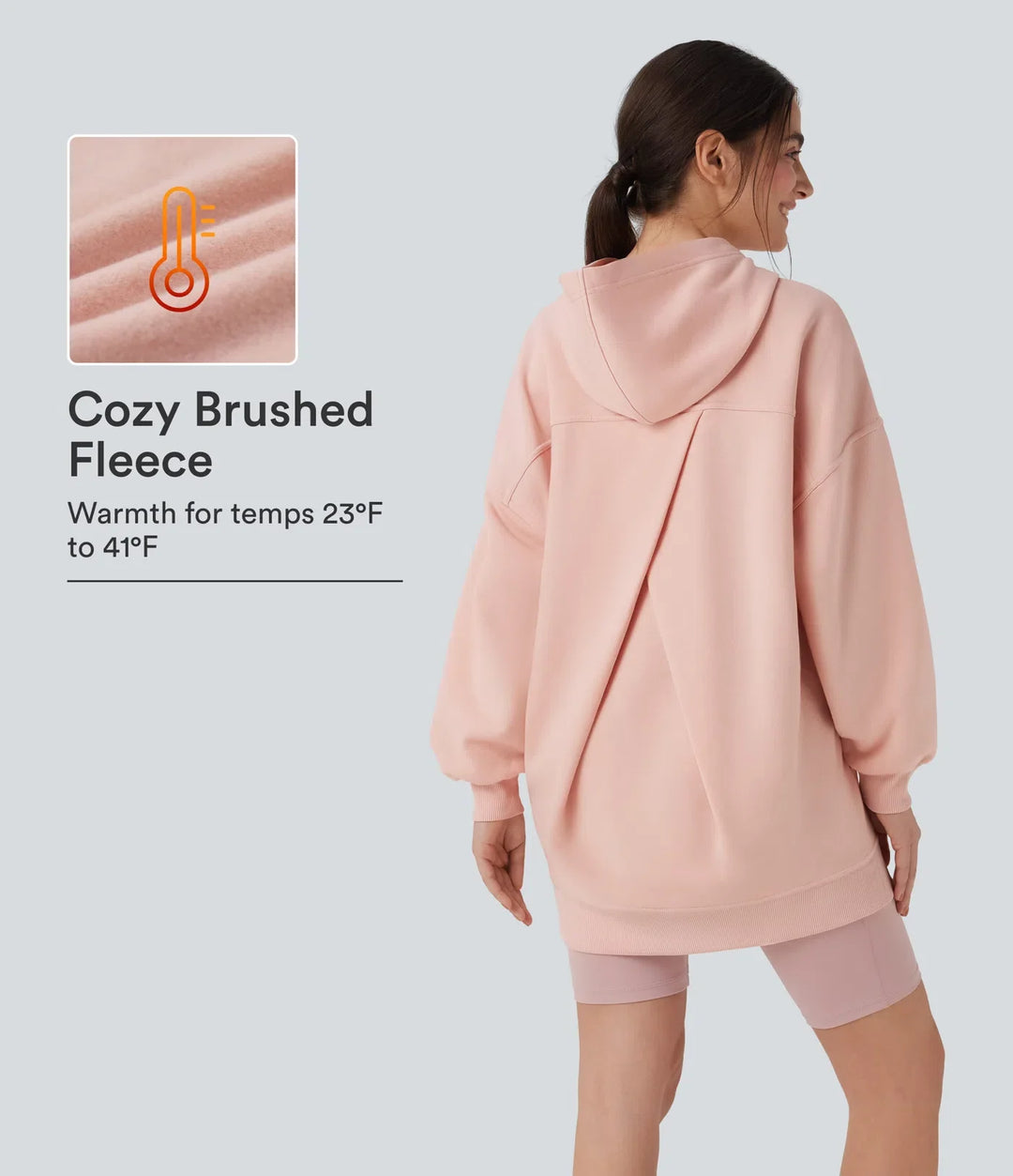 Med huva långärmad oversized fleece vardaglig sweatshirt med fickor