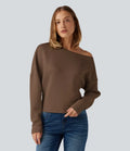 SpacerTek enaxlad lång fladdermusärm asymmetrisk vardaglig Sweatshirts