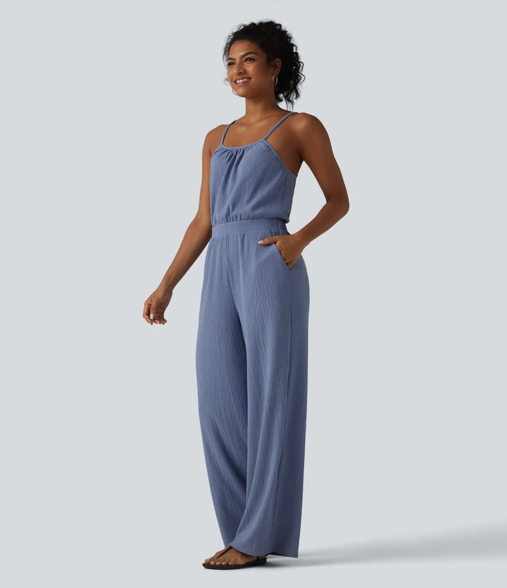 Vida ben vardaglig slip jumpsuit med fickor-Easy Peezy Edition